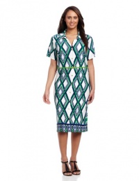 Anne Klein Women's Plus-Size Lattice Print Belted Dress Anne Klein Women's Plus-Size Lattice Print Belted Dress