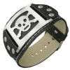 Stainless Steel PVC Leather Belt Buckle Bracelet Pirate Skull Mens Bracelet