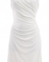 Lauren By Ralph Lauren White Jersey Ruched One Shoulder Dress 8