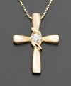 A single round-cut diamond (1/10 ct. t.w.) makes this cross pendant dazzle. Set in 14k gold. Chain measures 18 inches; pendant measures 1 inch.