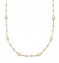 Sterling Silver 925 High Shine Yellow Gold Plated Finish Beautiful Clear Round Brilliant Cut CZ With Delicate Links CZ By The Yard 33 Link Necklace Sterling Silver 925 High Shine Yellow Gold Plated Finish Beautiful Clear Round Brilliant Cut CZ With Delicate Links CZ By The Yard 33 Link Necklace