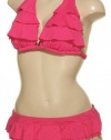 KENNETH COLE REACTION Tiered Halter & Ruffle Bottom Bikini Set [RS1PN83/RS1PN95]