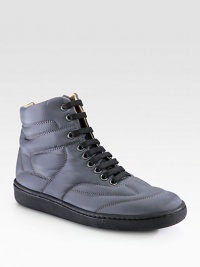 Durable quilted fabric with a hint of sheen forms this lace-up staple with intricately-stitched details. Quilted fabric upperLeather liningRubber solePadded insoleMade in Italy Durable quilted fabric with a hint of sheen forms this lace-up staple with intricately-stitched details. Quilted fabric upperLeather liningRubber solePadded insoleMade in Italy