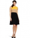 Calvin Klein Women's Color Block Fit and Flare Dress, Honey, 2