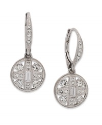 Roundabout fashion. This pair of lever-back drop earrings from Eliot Danori is crafted from rhodium-plated brass with crystals and cubic zirconias (1/4 ct. t.w.) bringing luster to the fore. Approximate drop: 1/2 inch.