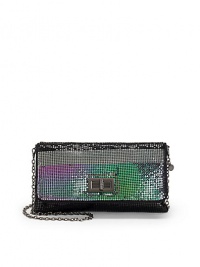THE LOOKRemovable crossbody chain with logo charmMetal mesh body with front ombré effectTurnlock flap closureBack logo plaqueOne inside zip pocketTHE MEASUREMENTCrossbody chain, 16 drop10W X 5H X ¼DTHE MATERIALAluminumFully linedORIGINImported THE LOOKRemovable crossbody chain with logo charmMetal mesh body with front ombré effectTurnlock flap closureBack logo plaqueOne inside zip pocketTHE MEASUREMENTCrossbody chain, 16 drop10W X 5H X ¼DTHE MATERIALAluminumFully linedORIGINImported
