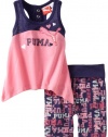 Puma - Kids Baby-Girls Infant Printed Short Set, Blue, 24 Months