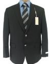 Michael Kors Mens 2 Button Solid Black Wool Blazer Sport Coat Jacket- Size 36R