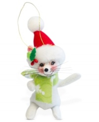 Filled with cheer, this snow-white mouse boasts a Santa hat, patterned scarf and the distinct charm of Annalee ornaments. Filled with cheer, this snow-white mouse boasts a Santa hat, patterned scarf and the distinct charm of Annalee ornaments.