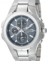 Seiko Men's SNAD51 Coutura Alarm Chronograph Silver-Tone Light Blue Dial Watch