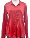 Eileen Fisher Red Crinkle Stretch Long Sleeve Charmeuse Medium