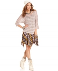 In a sheer striped fabric, this Bar III top has just enough slouch to add an effortless-chic look to your style! In a sheer striped fabric, this Bar III top has just enough slouch to add an effortless-chic look to your style!