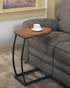 Rustic Oak Table Top w/Black Metal Sofa Tea Side Table