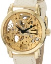 Akribos XXIV Women's AKR431YG Gold Swiss Automatic Skeleton Watch