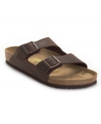 A comfortable, reliable choice for warm weather wear, these timeless Birkenstock men's sandals are a no-brainer addition to your weekend wardrobe. A comfortable, reliable choice for warm weather wear, these timeless Birkenstock men's sandals are a no-brainer addition to your weekend wardrobe.