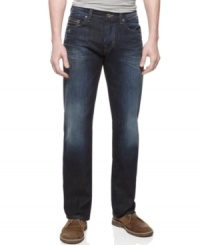 Dark denim does well with your casual look. These faded jeans from Hugo Boss Orange make look like a time-worn classic, but they're anything but. Dark denim does well with your casual look. These faded jeans from Hugo Boss Orange make look like a time-worn classic, but they're anything but.