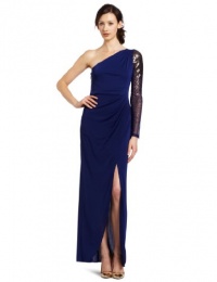 BCBGMAXAZRIA Women's Mishay One Shoulder Beaded Gown, Orient Blue, X-Small BCBGMAXAZRIA Women's Mishay One Shoulder Beaded Gown, Orient Blue, X-Small