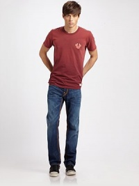 A signature bootcut fit enhanced with western-inspired, contrast top stitching for an authentic, rugged feel.Five-pocket styleZip flyInseam, about 34CottonMachine washMade in USA A signature bootcut fit enhanced with western-inspired, contrast top stitching for an authentic, rugged feel.Five-pocket styleZip flyInseam, about 34CottonMachine washMade in USA