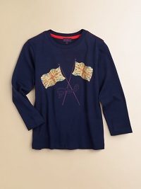 Colorful British flags highlight this essential tee finished with embroidered detailing.Ribbed crewneckLong sleevesCottonMachine washImported of French fabric Colorful British flags highlight this essential tee finished with embroidered detailing.Ribbed crewneckLong sleevesCottonMachine washImported of French fabric