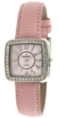 Peugeot Women's PQ8282PK Silver-Tone Swarovski Crystal Accented Pink Leather Strap Watch Peugeot Women's PQ8282PK Silver-Tone Swarovski Crystal Accented Pink Leather Strap Watch