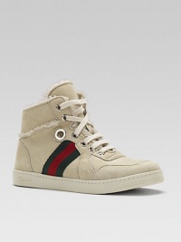 A lace-up, high-top silhouette crafted in supple suede with signature stripes and shearling lining.Lace-upSuede upperShearling liningRubber solePadded insoleMade in Italy A lace-up, high-top silhouette crafted in supple suede with signature stripes and shearling lining.Lace-upSuede upperShearling liningRubber solePadded insoleMade in Italy