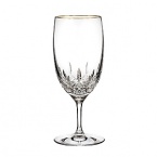 Lismore Essence is the next generation of Waterford's classic Lismore pattern, retaining its brilliance and clarity while incorporating a more slender, modern profile. The classic design, featuring diamond and wedge cuts with a gold rim, is an elegant addition to fine dining occasions.