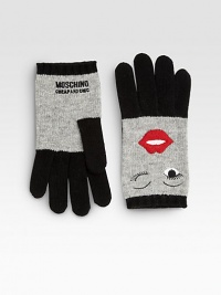 EXCLUSIVELY AT SAKS. Luxurious cashmere and wool blend knit gloves get a little cheeky with a flirty face and logo embroidery.Wool/rayon/nylon/cashmerePull-on styleLength, about 7.5Dry cleanMade in Italy EXCLUSIVELY AT SAKS. Luxurious cashmere and wool blend knit gloves get a little cheeky with a flirty face and logo embroidery.Wool/rayon/nylon/cashmerePull-on styleLength, about 7.5Dry cleanMade in Italy
