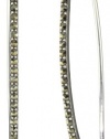 Judith Jack Geometrics Sterling Silver and Marcasite Elongated Hoop Earrings