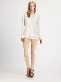 Lightweight stretch cotton in a super skinny style cropped just at the ankle.THE FITFitted through hips and thighsRise, about 9Inseam, about 28THE DETAILSZip flyFive-pocket styleBack patch pockets98% cotton/2% elastaneDry cleanMade in USA of imported fabricModel shown is 5'9 (175cm) wearing US size 4. Lightweight stretch cotton in a super skinny style cropped just at the ankle.THE FITFitted through hips and thighsRise, about 9Inseam, about 28THE DETAILSZip flyFive-pocket styleBack patch pockets98% cotton/2% elastaneDry cleanMade in USA of imported fabricModel shown is 5'9 (175cm) wearing US size 4.