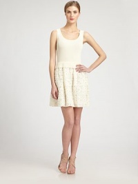 This soft, pullover style features a delicately ribbed knit bodice and an embroidered voile skirt.ScoopneckSleevelessRib-knit bodiceEmbroidered voile skirtAbout 22 from natural waist64% rayon/36% nylonDry cleanMade in Italy of imported fabricModel shown is 5'10 (177cm) wearing US size 4. This soft, pullover style features a delicately ribbed knit bodice and an embroidered voile skirt.ScoopneckSleevelessRib-knit bodiceEmbroidered voile skirtAbout 22 from natural waist64% rayon/36% nylonDry cleanMade in Italy of imported fabricModel shown is 5'10 (177cm) wearing US size 4.