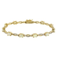 18K Gold over Sterling Silver Created Opal & Diamond Accent Swirl Bracelet 18K Gold over Sterling Silver Created Opal & Diamond Accent Swirl Bracelet