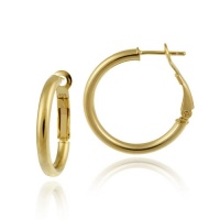18k Yellow Gold Plated Sterling Silver Polished 4x20 Clutchless Hoop Earrings 18k Yellow Gold Plated Sterling Silver Polished 4x20 Clutchless Hoop Earrings
