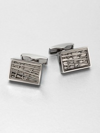 Polished, rectangular shaped cuff links set in mixture of brass and stainless steel, enhanced by a three-level etching design.Brass/stainless steelAbout ½ x ¼Imported