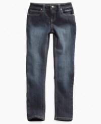 Fitted throughout the leg for trendy style, these skinny jeans from Baby Phat keep her looking fresh and feeling comfy. Fitted throughout the leg for trendy style, these skinny jeans from Baby Phat keep her looking fresh and feeling comfy.