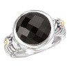 925 Silver & Round Checkerboard Onyx Ring with 18k Gold Accents- Sizes 6-8