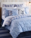 Escape to the seaside with this Tucker Island comforter set from Tommy Hilfiger, featuring an allover paisley pattern in a soft blue palette for a playful appeal. Comforter reverses to a herringbone stripe pattern.