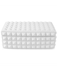 Elevate your decor with the edgy look of this studded box from Jonathan Adler. Made of pure white porcelain, this cutting-edge design is equal parts classic and confident.