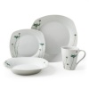 Gibson Lake Blossom 16-Piece Decorated Porcelian Square Dinnerware Set