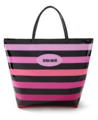 The Jordan Marsh logo zip-top tote, designed to conjure up the wonderful image of bustling downtown Boston where shoppers flocked to Jordan Marsh for all their needs including a very special treat: sugar-crusted, blueberry muffins baked right in store! Known as the birthplace of the motto, the customer's always right, Jordan Marsh was always one step of ahead of the times, and with this versatile tote, which makes room for all of your must-haves, you will be too! The Jordan Marsh logo zip-top tote, designed to conjure up the wonderful image of bustling downtown Boston where shoppers flocked to Jordan Marsh for all their needs including a very special treat: sugar-crusted, blueberry muffins baked right in store! Known as the birthplace of the motto, the customer's always right, Jordan Marsh was always one step of ahead of the times, and with this versatile tote, which makes room for all of your must-haves, you will be too!