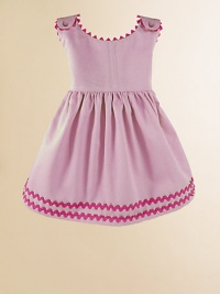 An adorable look for a picnic or a portrait in lightweight cotton piqué with vibrant rick rack trim. Covered button shoulder closures High waist Cotton; machine wash Made in USA FOR PERSONALIZATION Select a quantity, then scroll down and click on PERSONALIZE & ADD TO BAG to choose and preview your personalization options. An adorable look for a picnic or a portrait in lightweight cotton piqué with vibrant rick rack trim. Covered button shoulder closures High waist Cotton; machine wash Made in USA FOR PERSONALIZATION Select a quantity, then scroll down and click on PERSONALIZE & ADD TO BAG to choose and preview your personalization options.
