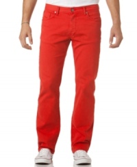 Add some pop to your weekend wardrobe with these colored jeans from Calvin Klein. Add some pop to your weekend wardrobe with these colored jeans from Calvin Klein.