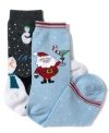 Get into the Christmas spirit down to your toes with these festive holiday trouser socks from Charter Club, featuring Santa Claus, snowman and penguins.