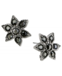 Make a wish! 2028's moody star-shaped post earrings stun with faux-marcasite stone accents. Crafted in silver tone and hematite tone mixed metal. Approximate diameter: 1/2 inch. Make a wish! 2028's moody star-shaped post earrings stun with faux-marcasite stone accents. Crafted in silver tone and hematite tone mixed metal. Approximate diameter: 1/2 inch.