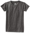 adidas Girls 7-16 Clima Tech Tee, Dark Grey Heather/Black, Small