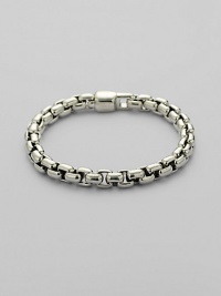 A handsome addition, crafted in polished box chain silver. 8½ long Imported