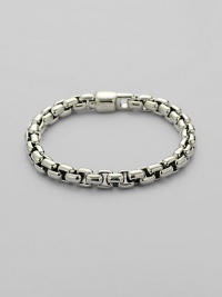 A handsome addition, crafted in polished box chain silver. 8½ long Imported