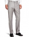 Perry Ellis Men's Portfolio Solid Herringbone Flat Front Dress Pant
