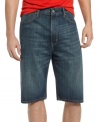 Keep it cool and comfortable all season long with these whiskered, loose-fitting jeans shorts from Levi's.