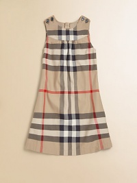 The classic check pattern adorns this plush cotton frock in an A-line silhouette with shoulder button detail.Round necklineSleevelessConcealed back zipperFront yokeA-line skirtCottonMachine washImported The classic check pattern adorns this plush cotton frock in an A-line silhouette with shoulder button detail.Round necklineSleevelessConcealed back zipperFront yokeA-line skirtCottonMachine washImported