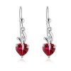 3.00 Carat tw Ruby & White Sapphire Heart Drop Earrings in Sterling Silver